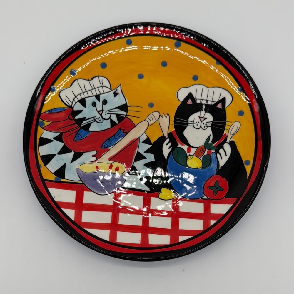 Catzilla Candace Reiter Collector Chef Cats Plate Hand Painted